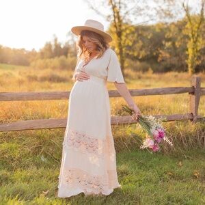 Elegant Cream Maternity Dress